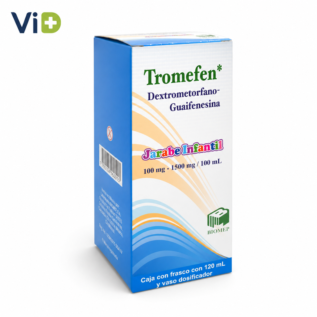 DEXTROMETORFANO/GUAIFENESINA 100/1500 MG/100 ML JARABE 120 ML (TROMEFEN INFANTIL) Lab. BIOMEP