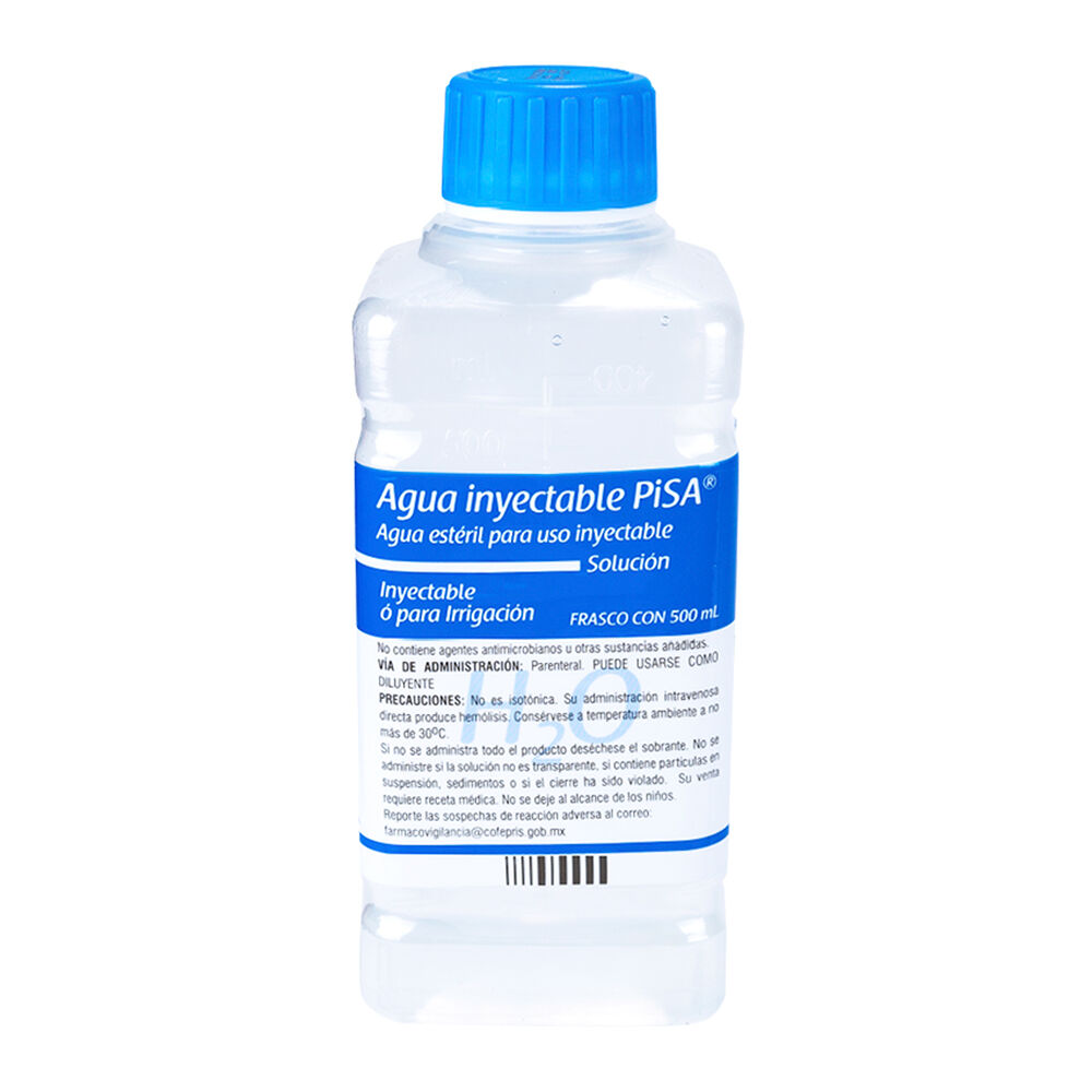 [INY002] AGUA INYECTABLE 500 ML SOL. C/1 (IRRIGADUAL AZUL) Lab. PISA